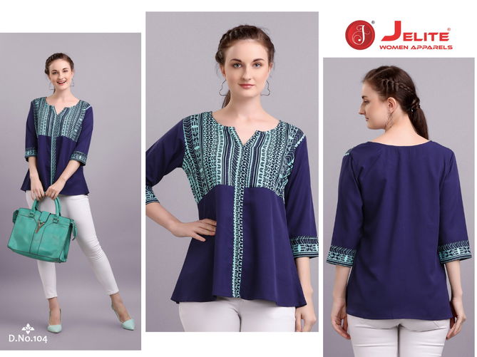 Jelite Tulip 1 Stylish Western Regular Wear Polyester crepe Ladies Top Collection